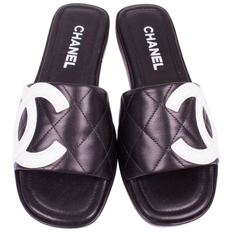 chanel black and white geometric sandals|Chanel sandals price.